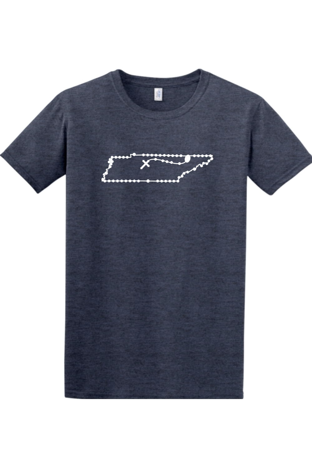 Tennessee Catholic Rosary Adult T-shirt in Heather Navy