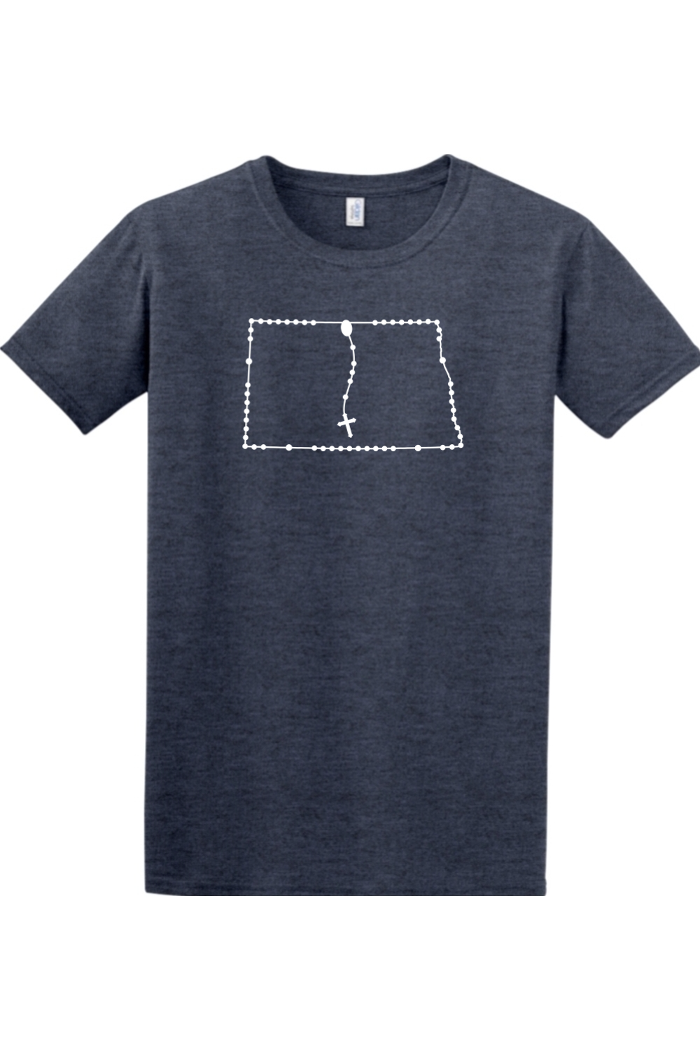 North Dakota Catholic Rosary Adult T-shirt in Heather Navy