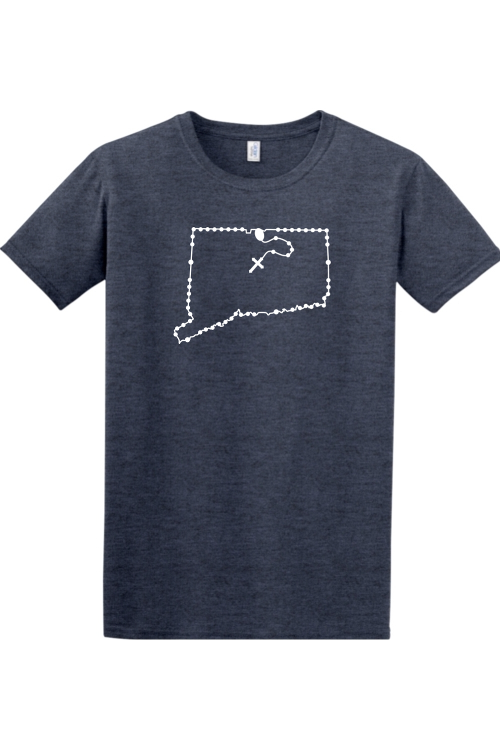 Connecticut Catholic Rosary Adult T-shirt in Heather Navy
