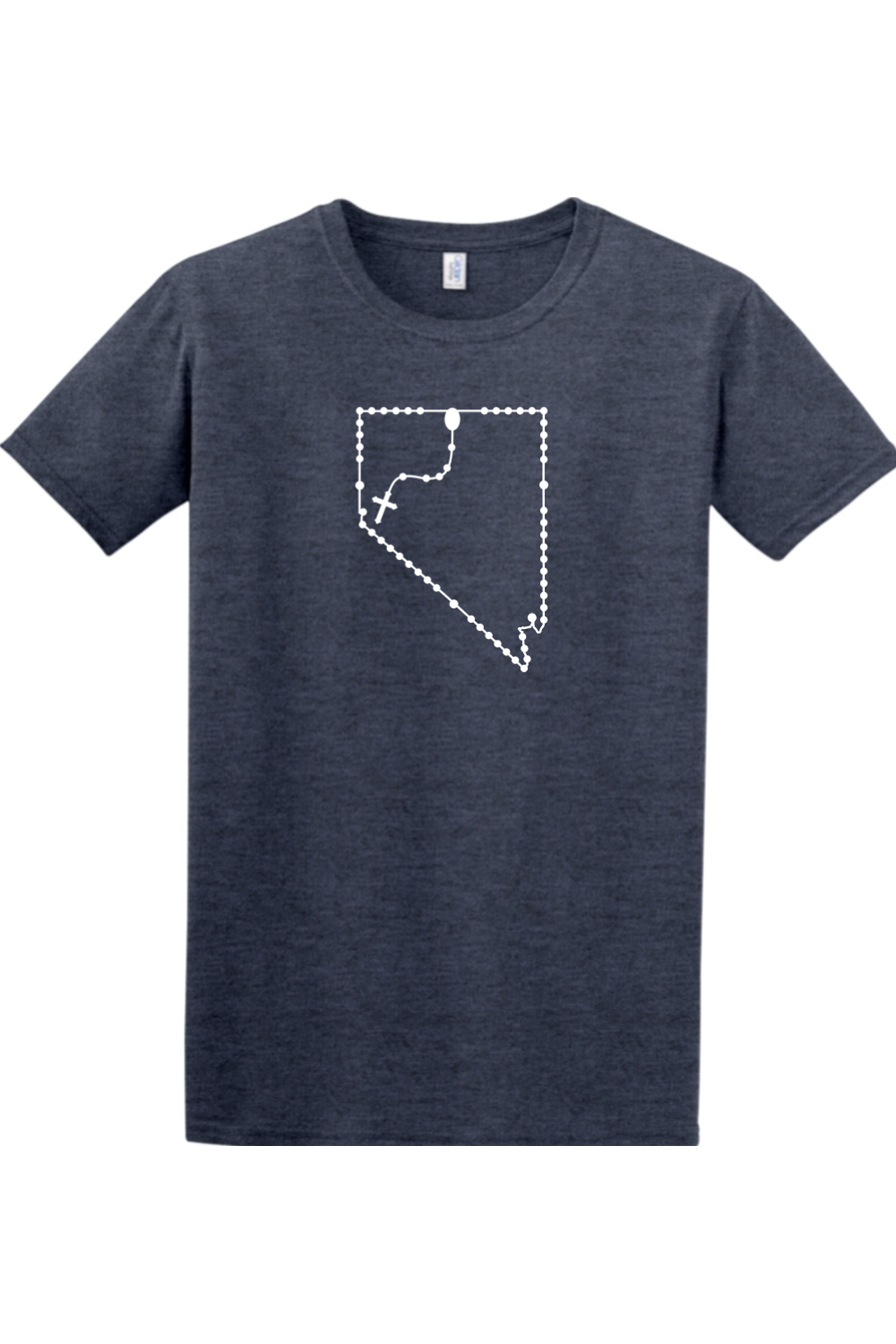 Nevada Catholic Rosary Adult T-shirt in Heather Navy