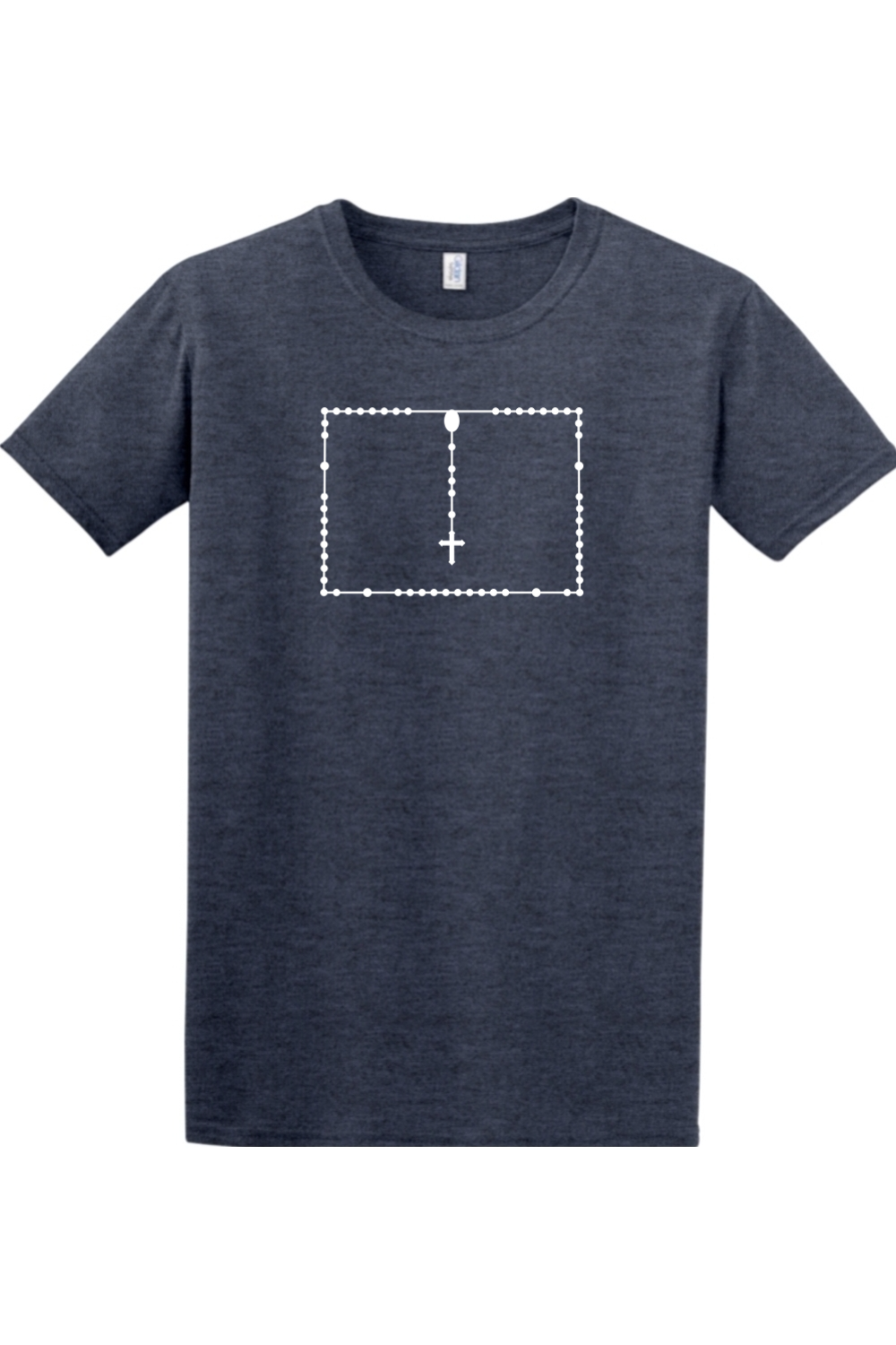 Wyoming Catholic Rosary Adult T-shirt in Heather Navy
