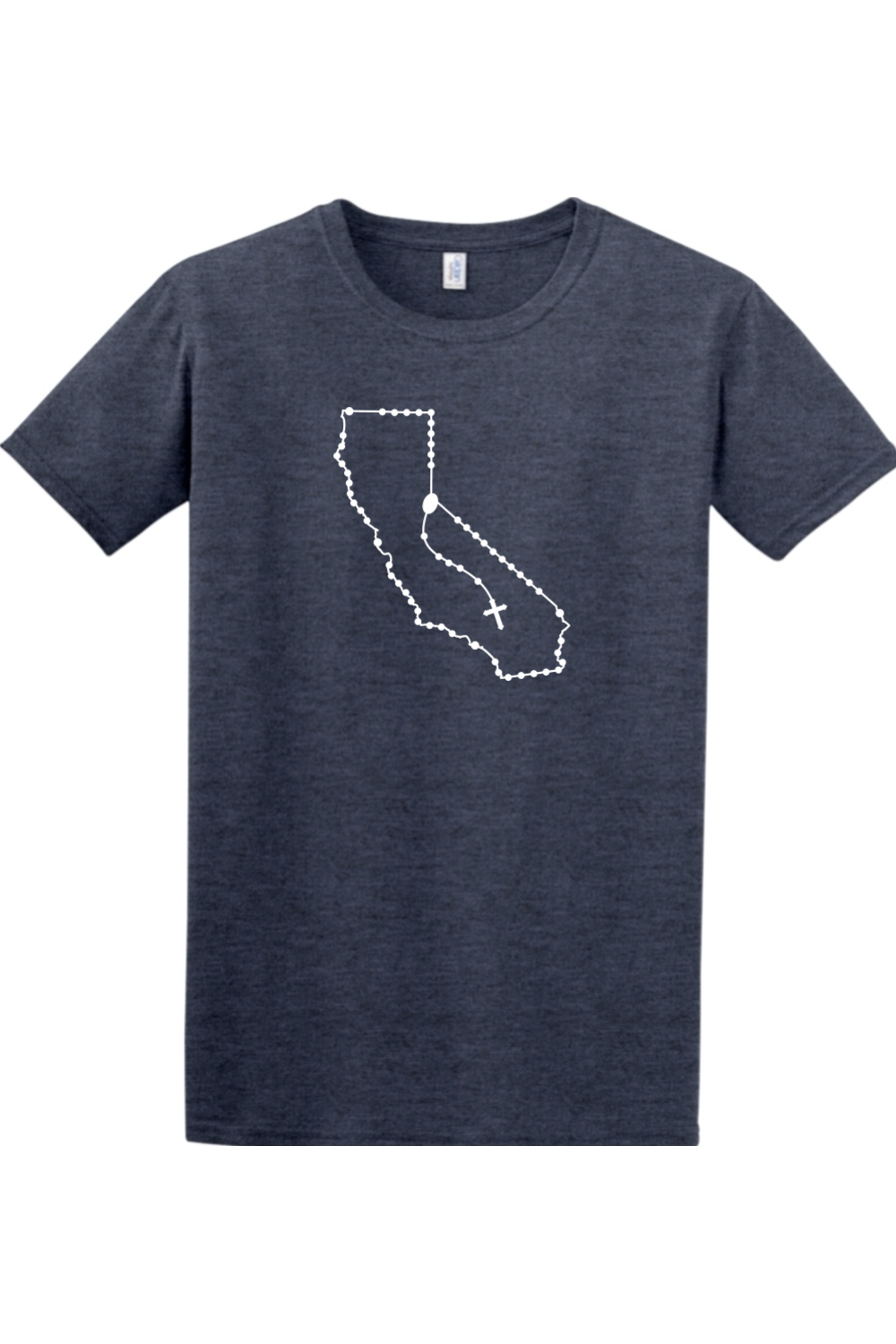 California Catholic Rosary Adult T-shirt in Heather Navy