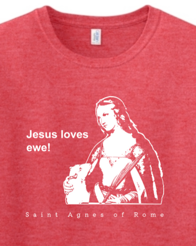 Jesus Loves Ewe - St. Agnes Adult T-Shirt