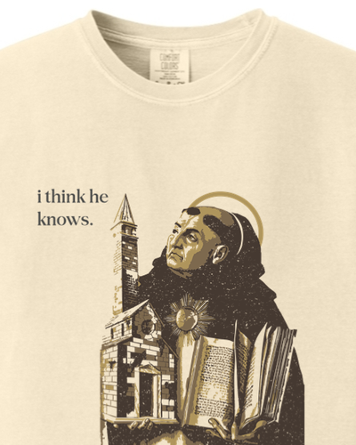 I Think He Knows - St. Thomas Aquinas Adult T-Shirt - Comfort Colors