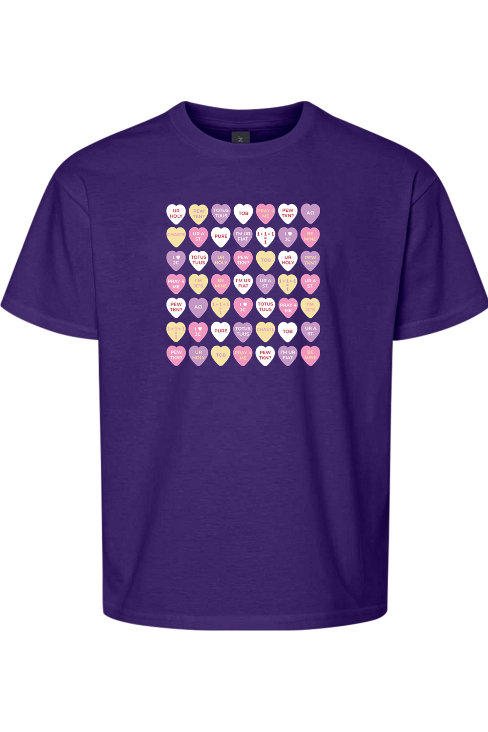 Candy Hearts T-Shirt - youth | Sock Religious | Catholic
