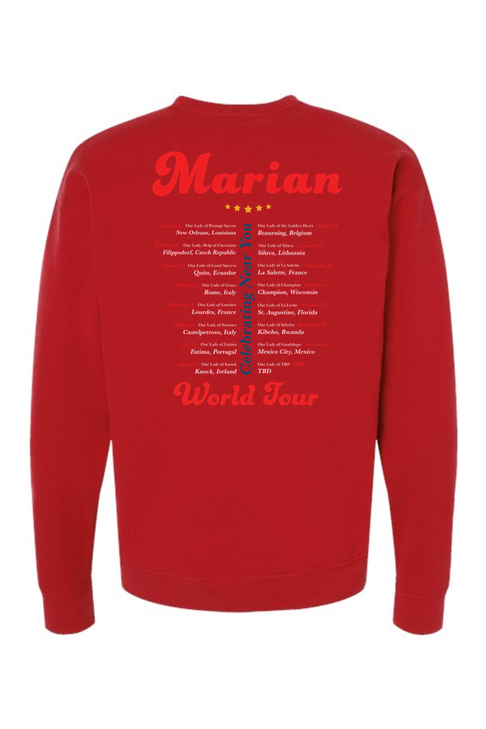 Catholic Concepts Marian World Tour Crewneck Sweatshirt Royal Xs