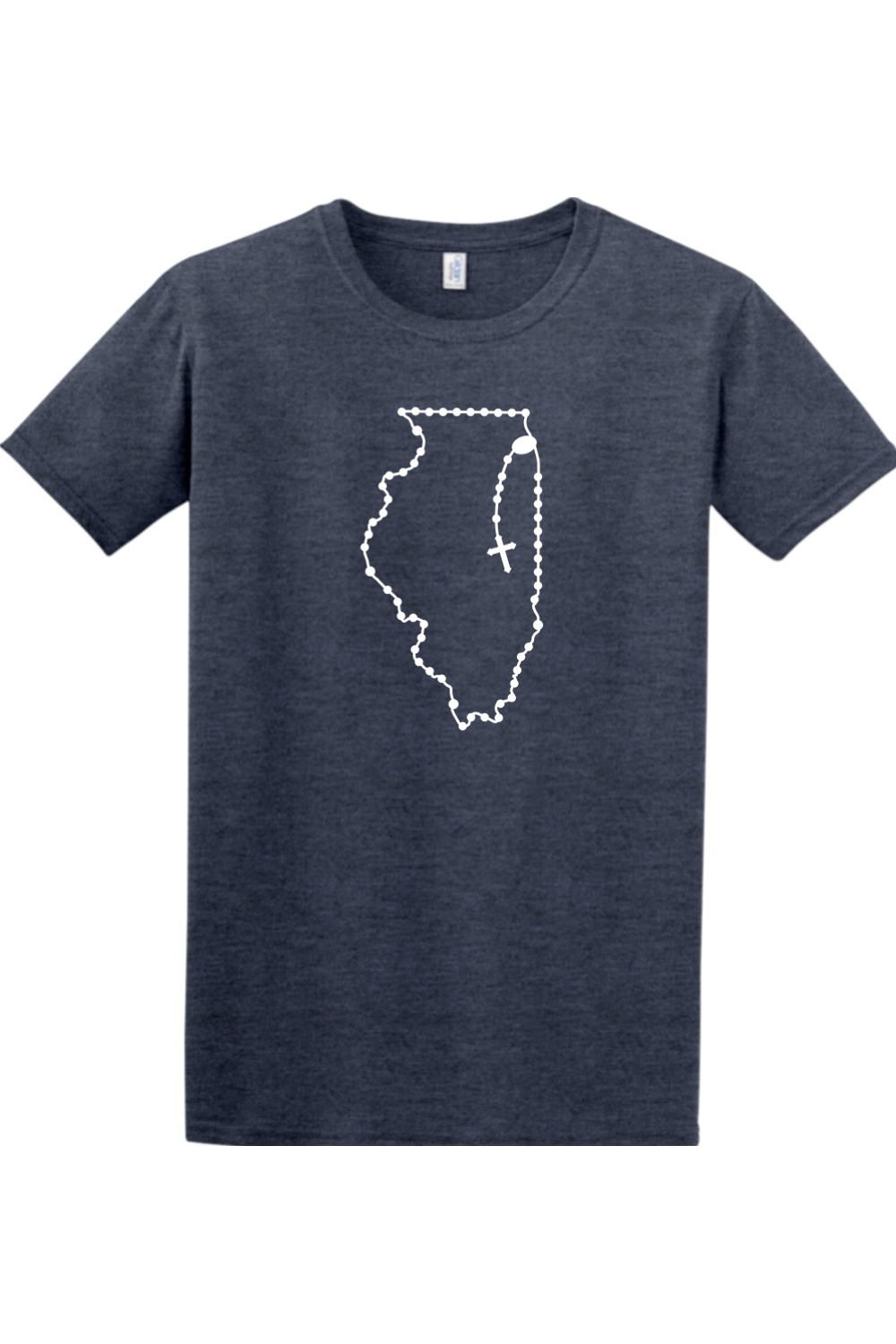 Illinois Catholic Rosary Adult T-shirt in Heather Navy