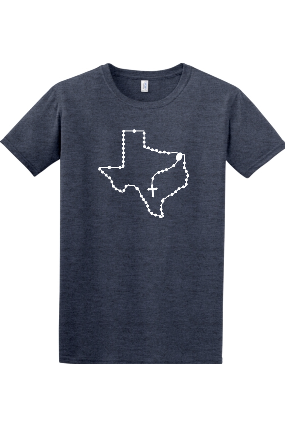Texas Catholic Rosary Adult T-shirt in Heather Navy