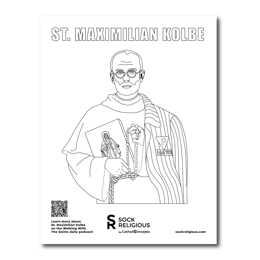 St. Maximilian Kolbe Coloring Page - FREE Digital Download