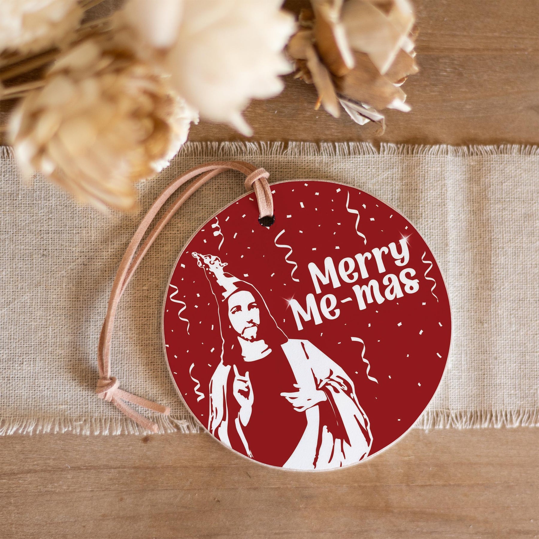 Merry Me-mas  4" Round Ornament | Catholic Gifts & Decor-3