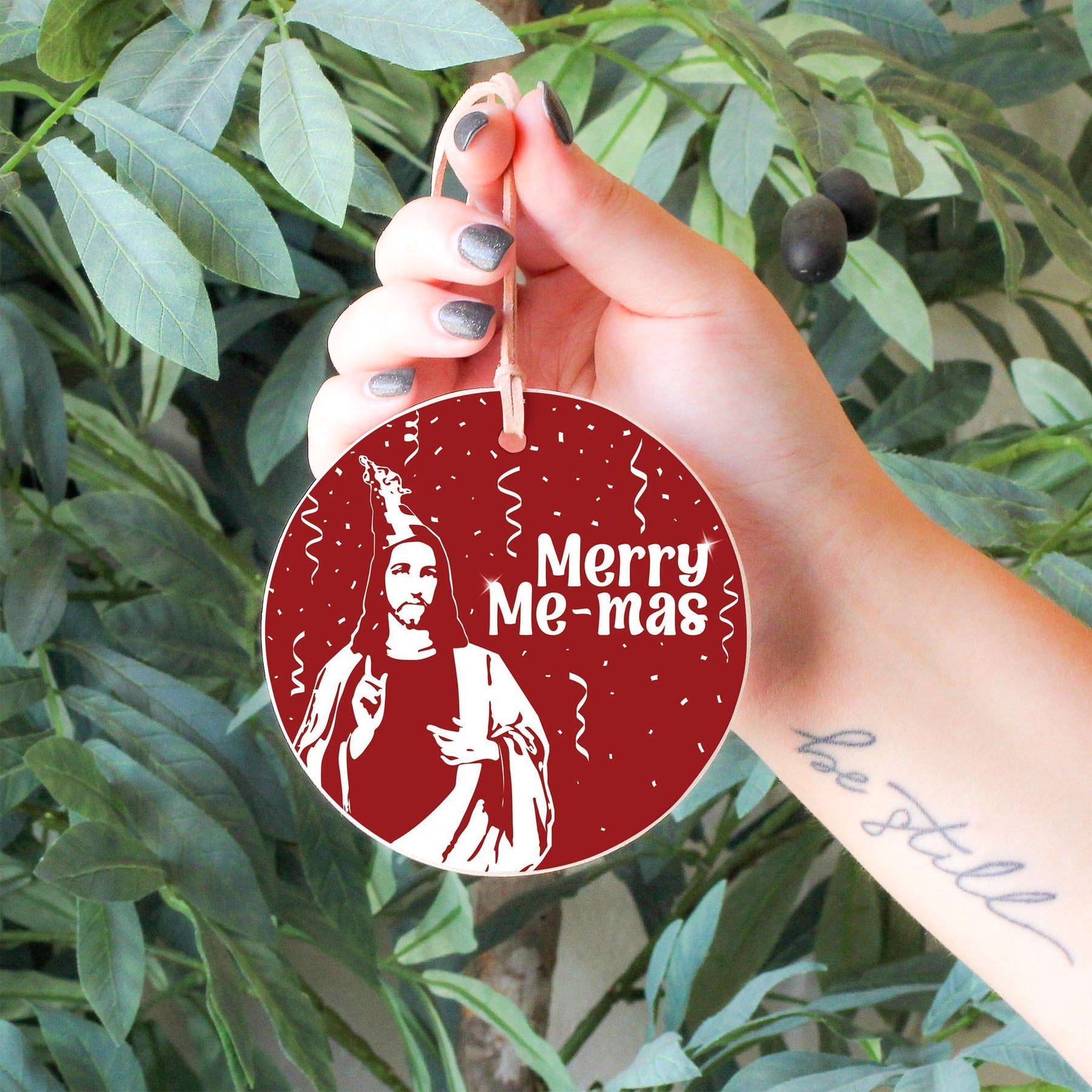 Merry Me-mas  4" Round Ornament | Catholic Gifts & Decor-6