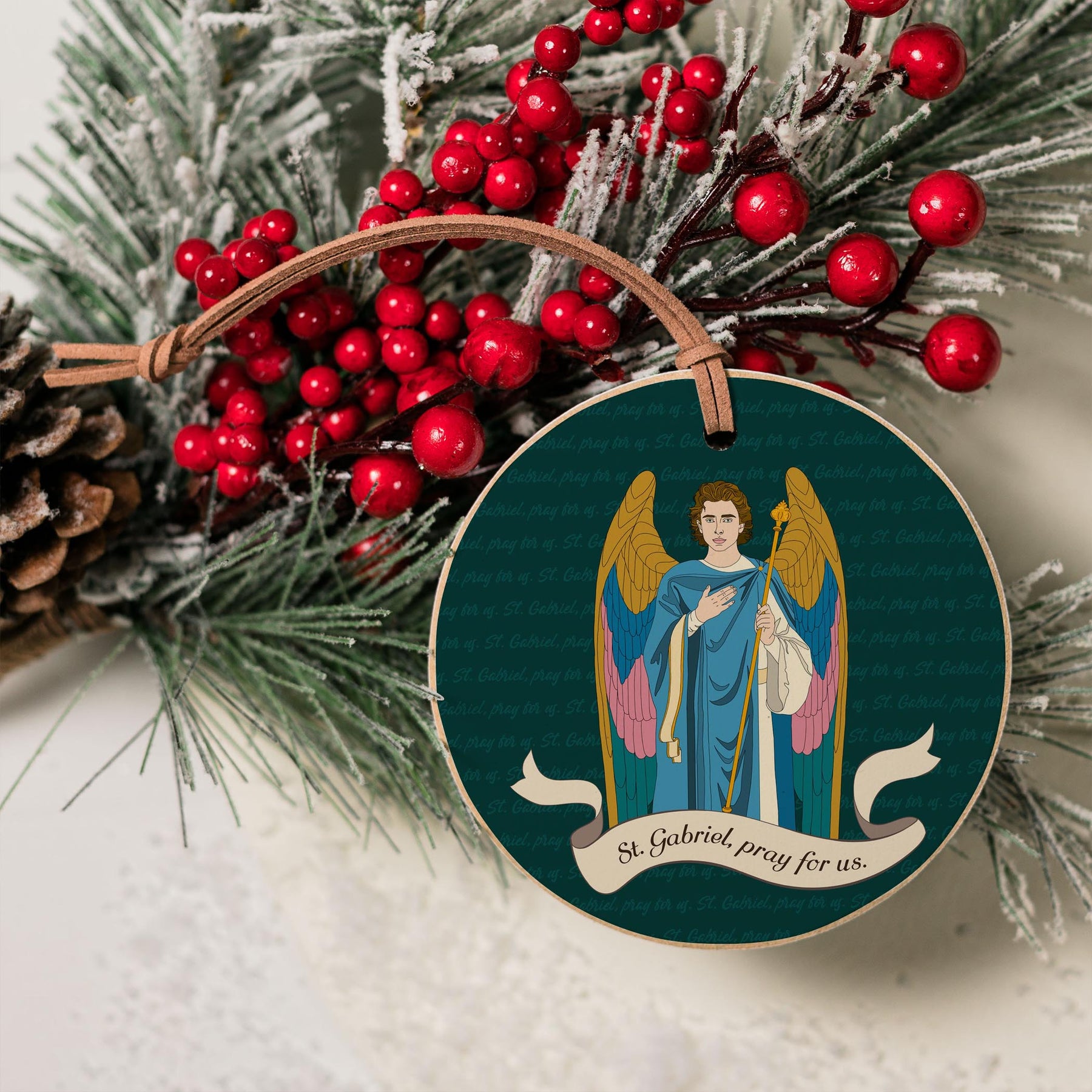 St. Gabriel  4" Round Ornament | Catholic Gifts & Decor-4