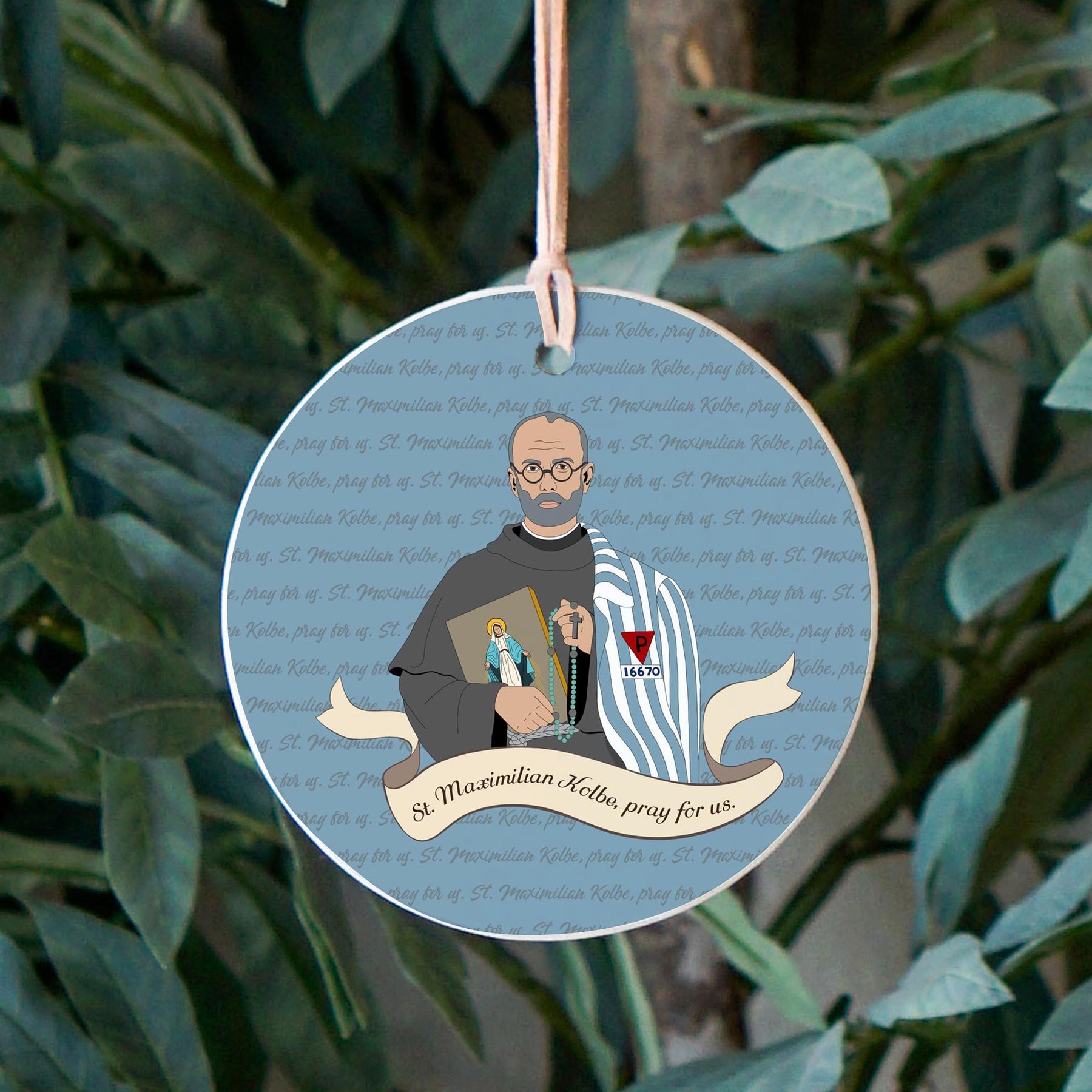 St. Maximilian Kolbe  4" Round Ornament | Catholic Gifts & Decor-2