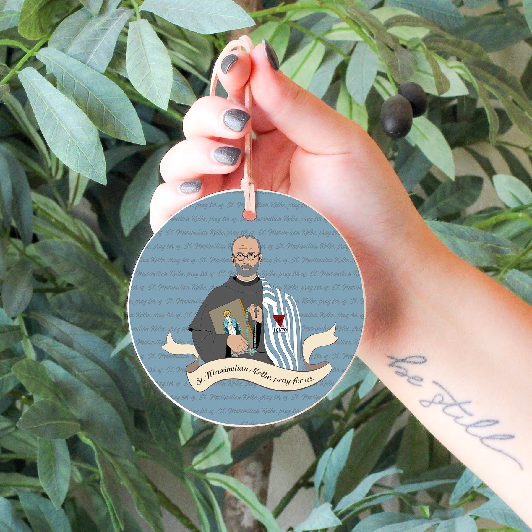 St. Maximilian Kolbe  4" Round Ornament | Catholic Gifts & Decor-6