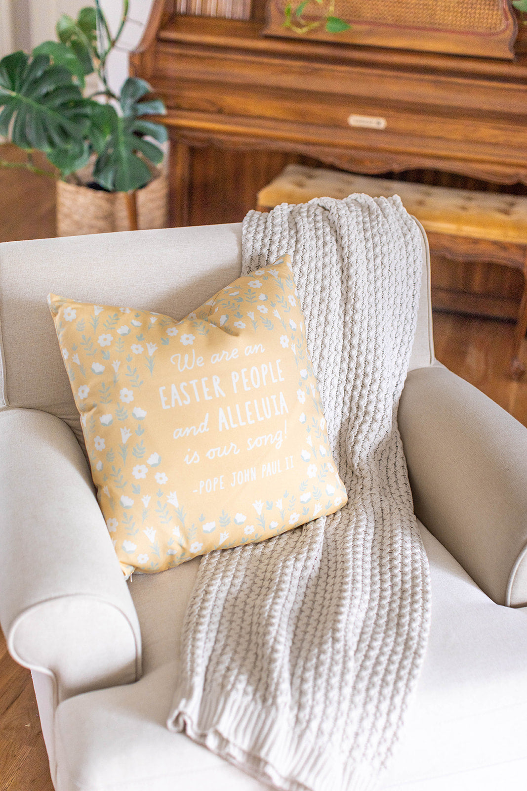 Easter People Throw Pillow - Yellow