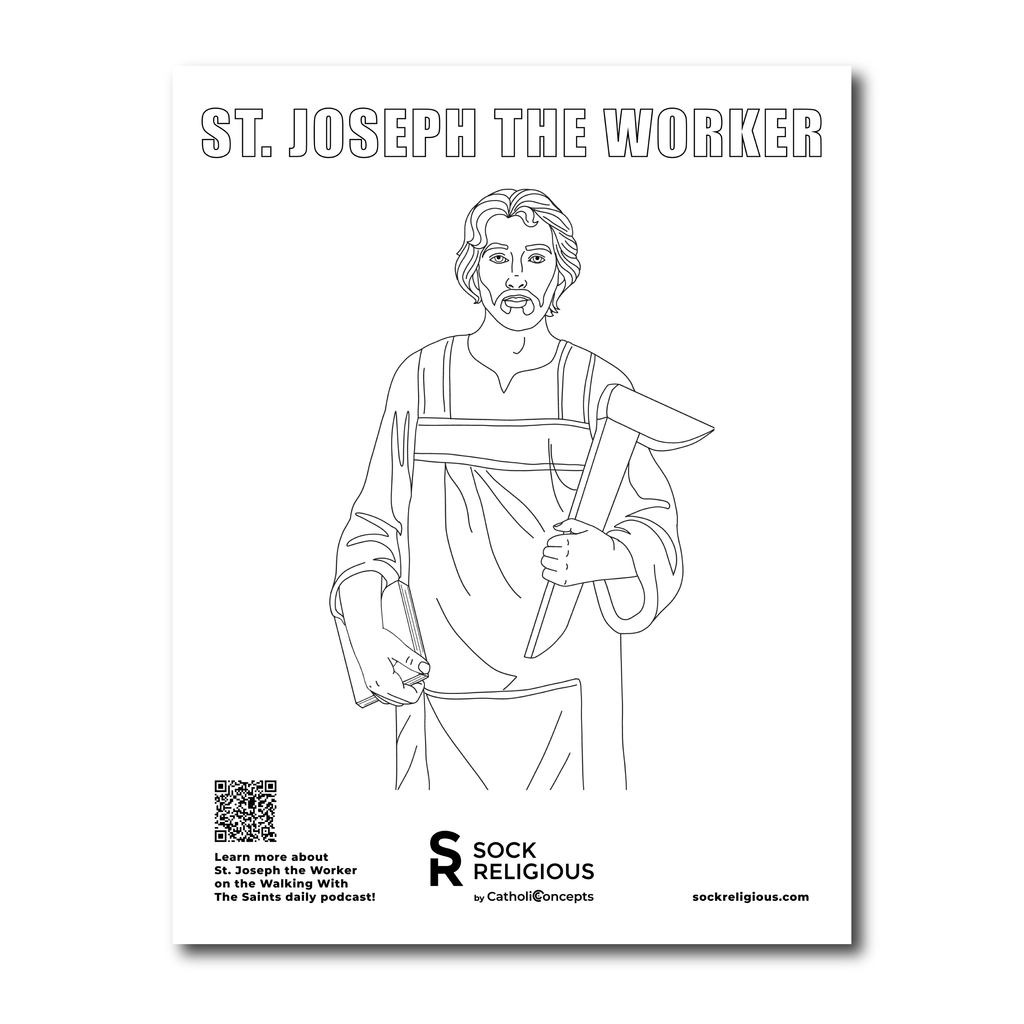 St. Joseph the Worker Coloring Page - FREE Digital Download