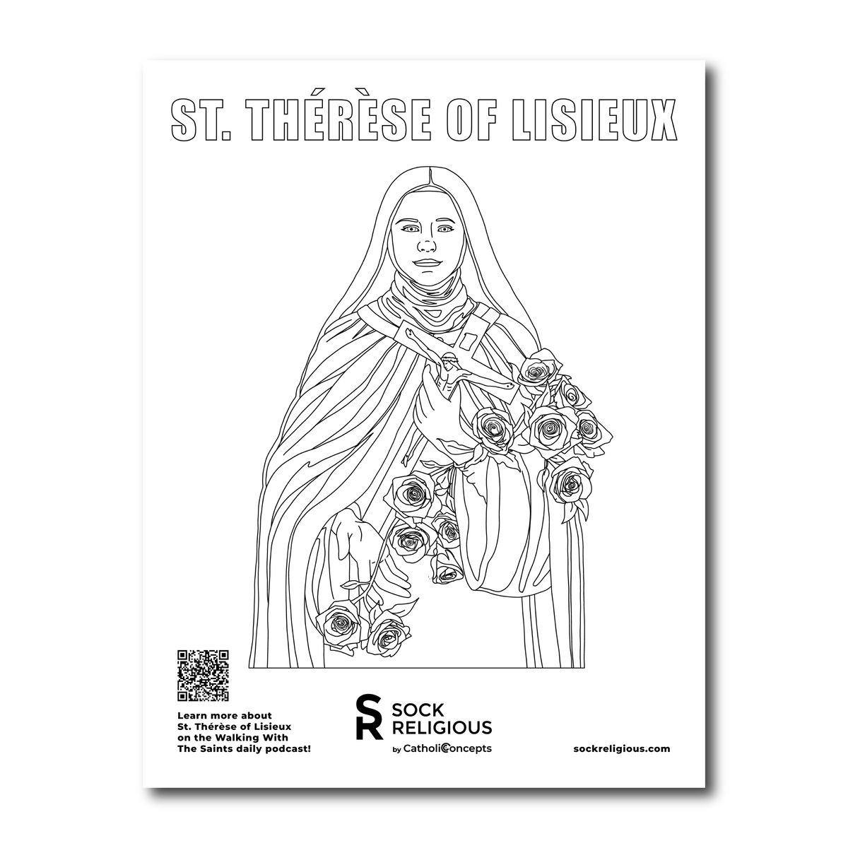 St. Therese of Lisieux Coloring Page - FREE Digital Download