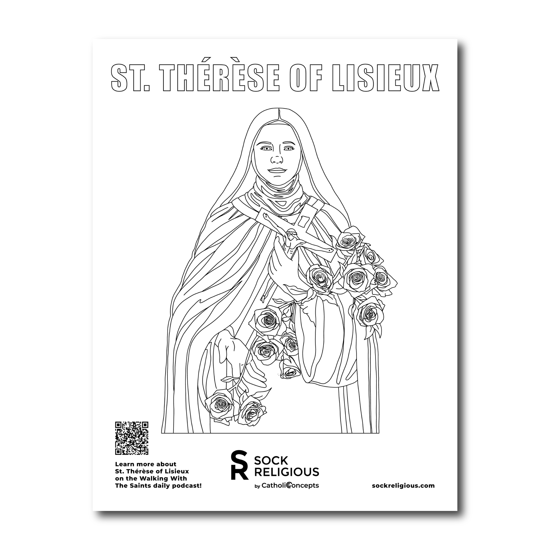 St. Therese of Lisieux Coloring Page - FREE Digital Download