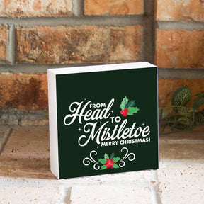 From Head to Mistletoe  5x5 Wood Block | Catholic Gifts & Decor-3