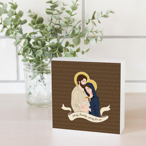 Holy Family  5x5 Wood Block | Catholic Gifts & Decor-2