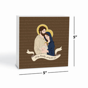 Holy Family  5x5 Wood Block | Catholic Gifts & Decor-6