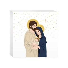 Holy Family 2 5x5 Wood Block | Catholic Gifts & Decor-0