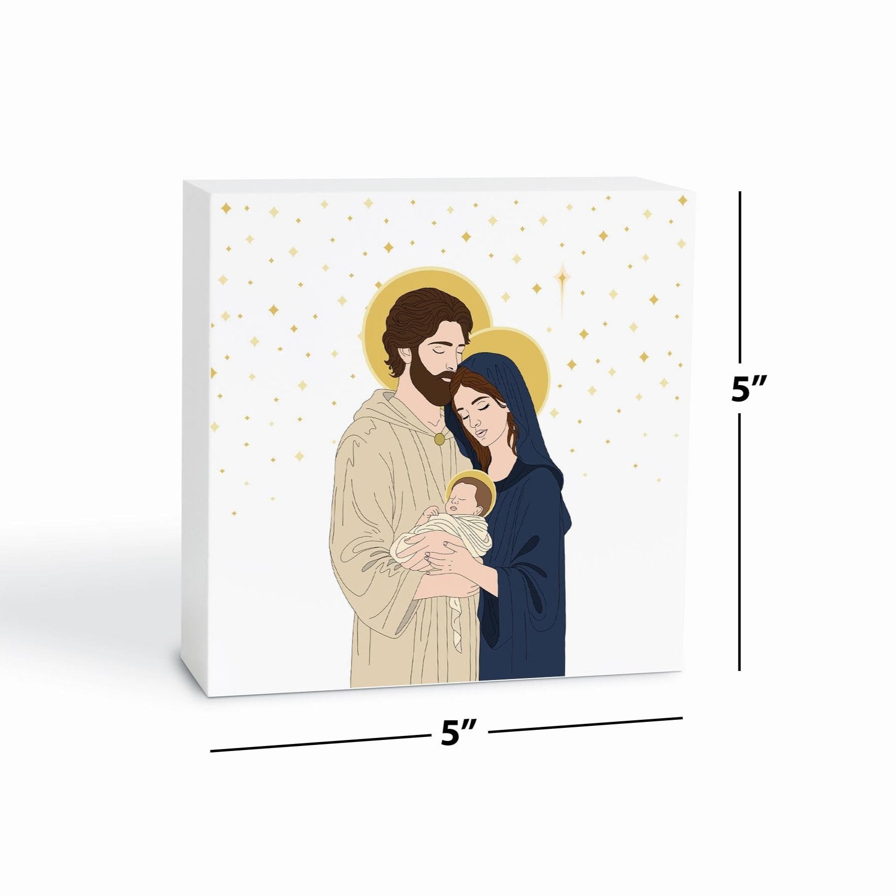 Holy Family 2 5x5 Wood Block | Catholic Gifts & Decor-6