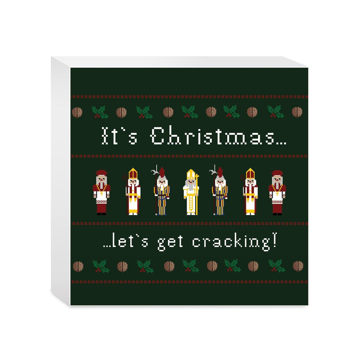 It's Christmas Let's Get Cracking 5x5 Wood Block | Catholic Gifts & Decor-0