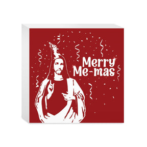 Merry Me-mas  5x5 Wood Block | Catholic Gifts & Decor-0