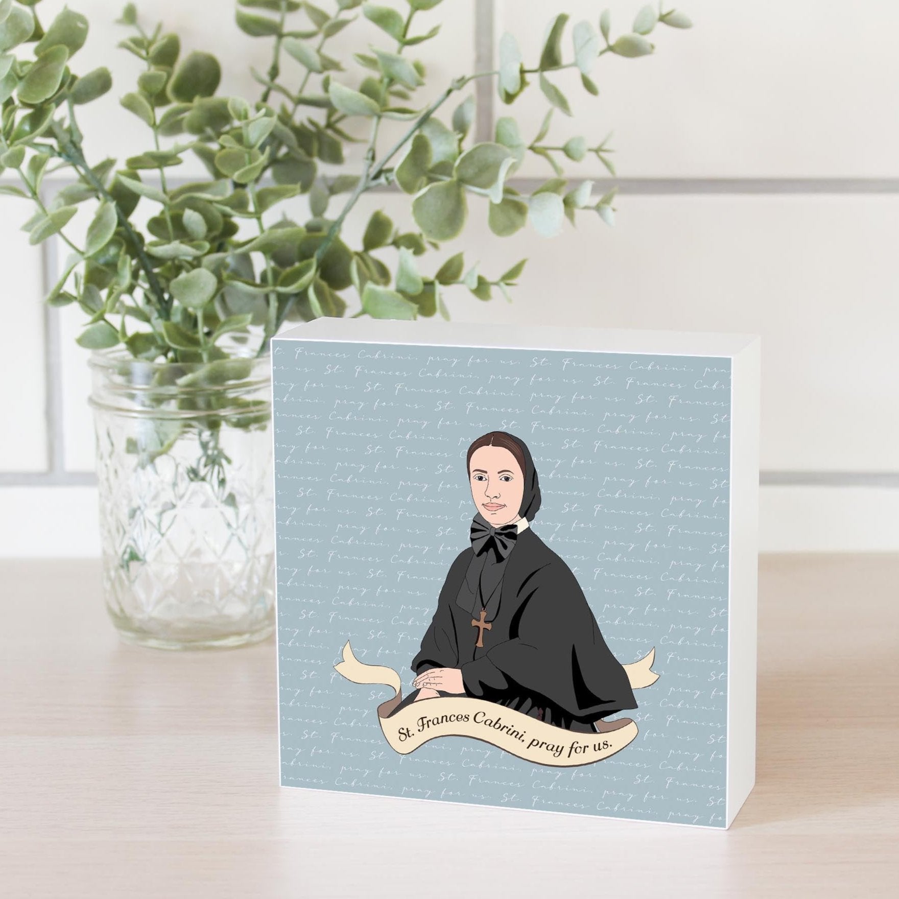 Mother Cabrini  5x5 Wood Block | Catholic Gifts & Decor-2