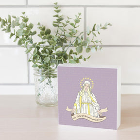 Our Lady of Champion 5x5 Wood Block | Catholic Gifts & Decor-2