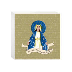 Our Lady of Grace  5x5 Wood Block | Catholic Gifts & Decor-0