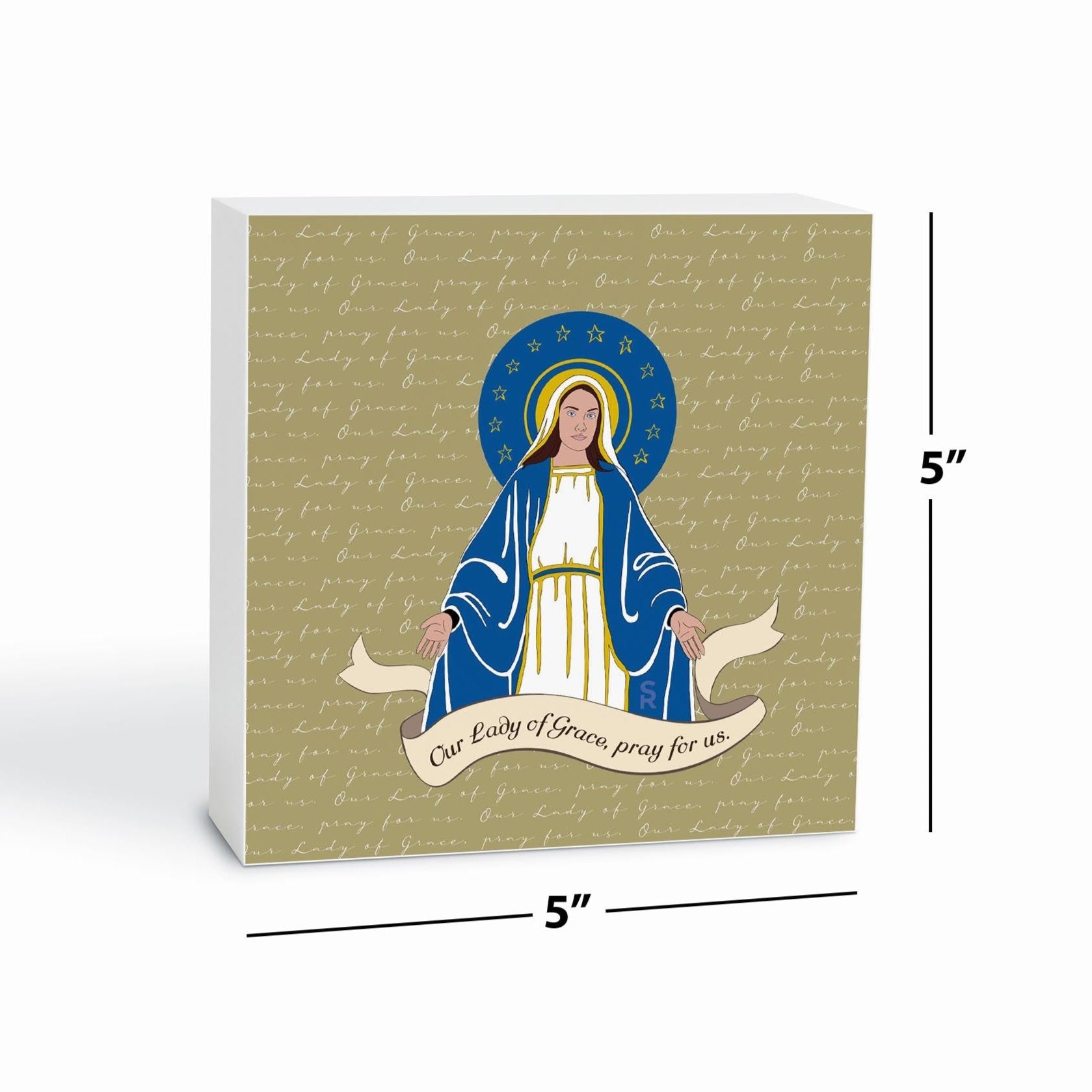 Our Lady of Grace  5x5 Wood Block | Catholic Gifts & Decor-6