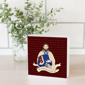 St. Andrew  5x5 Wood Block | Catholic Gifts & Decor-2