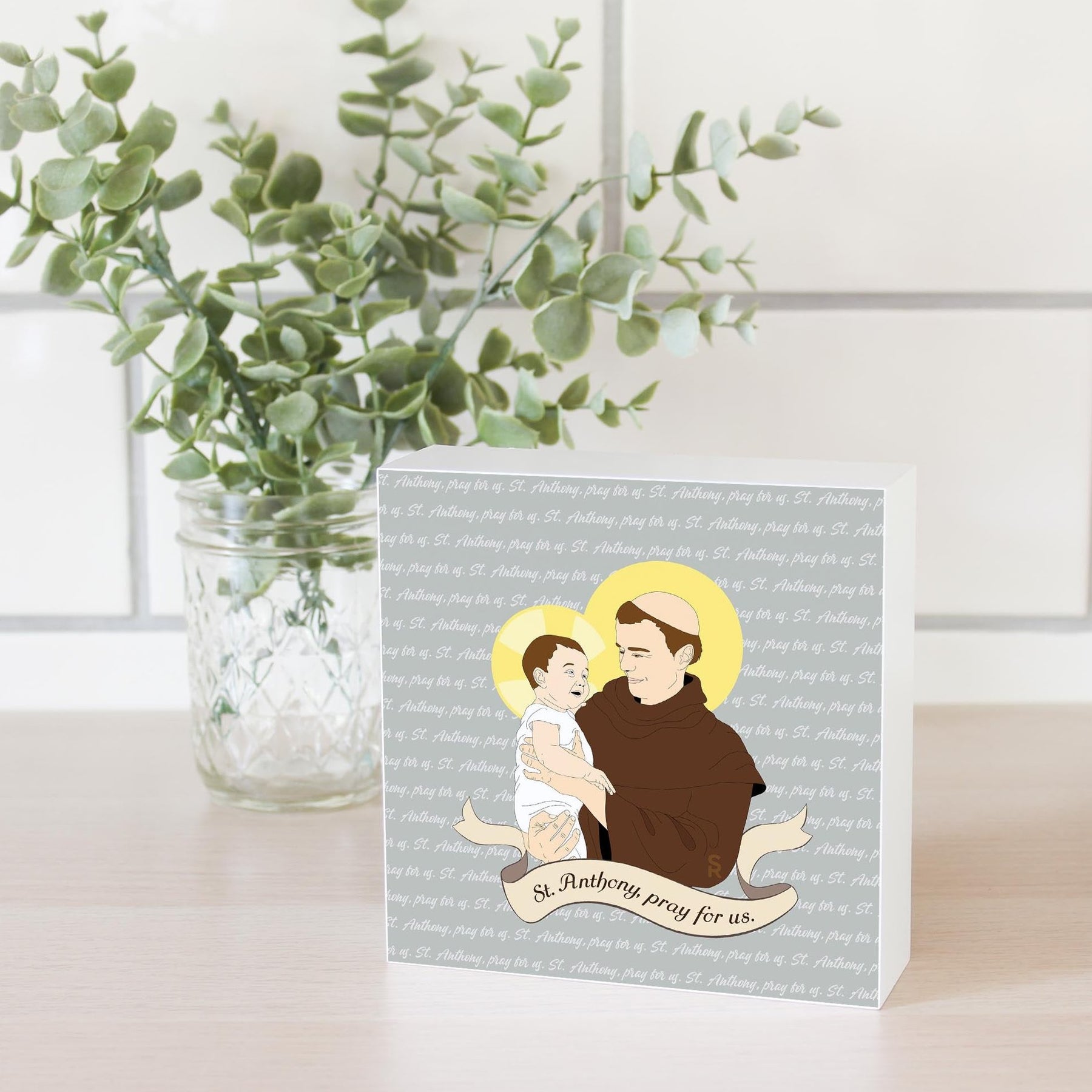 St. Anthony  5x5 Wood Block | Catholic Gifts & Decor-2