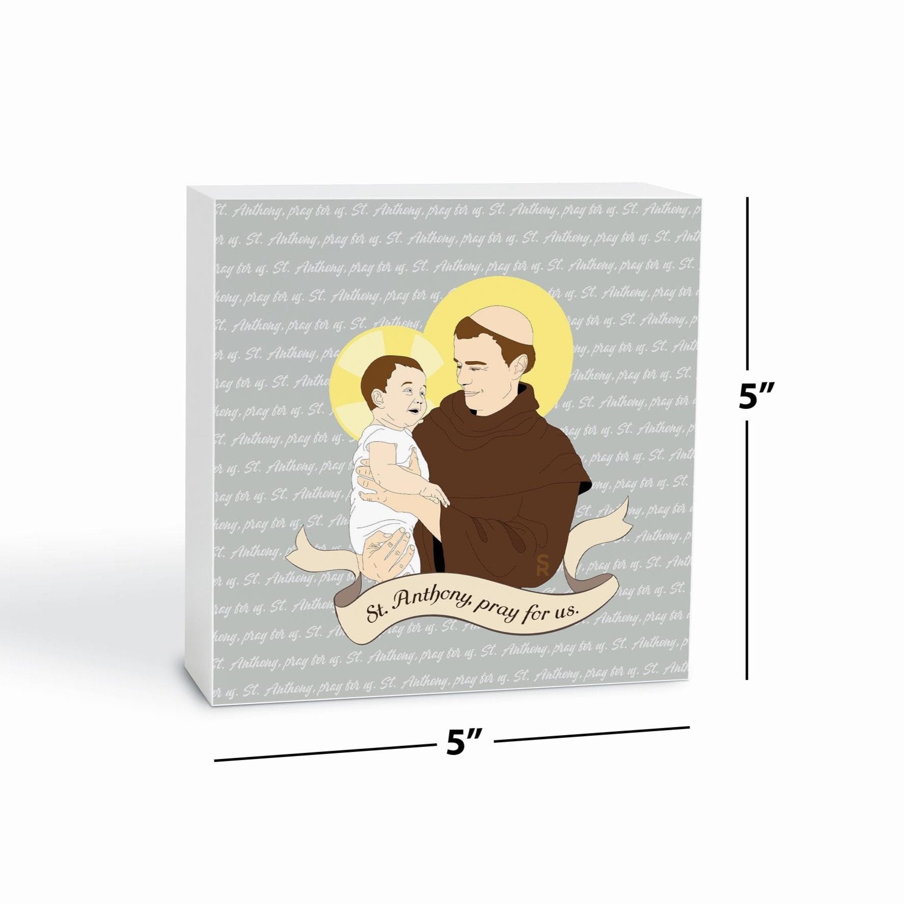 St. Anthony  5x5 Wood Block | Catholic Gifts & Decor-6