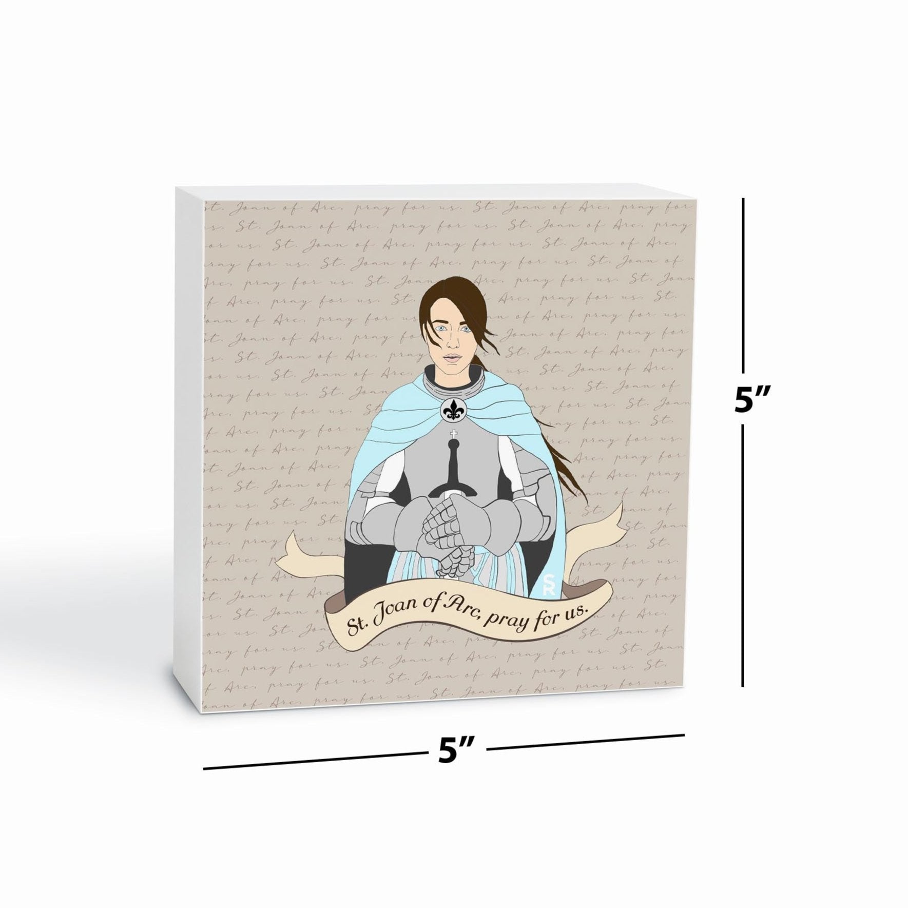 St. Joan of Arc  5x5 Wood Block | Catholic Gifts & Decor-6