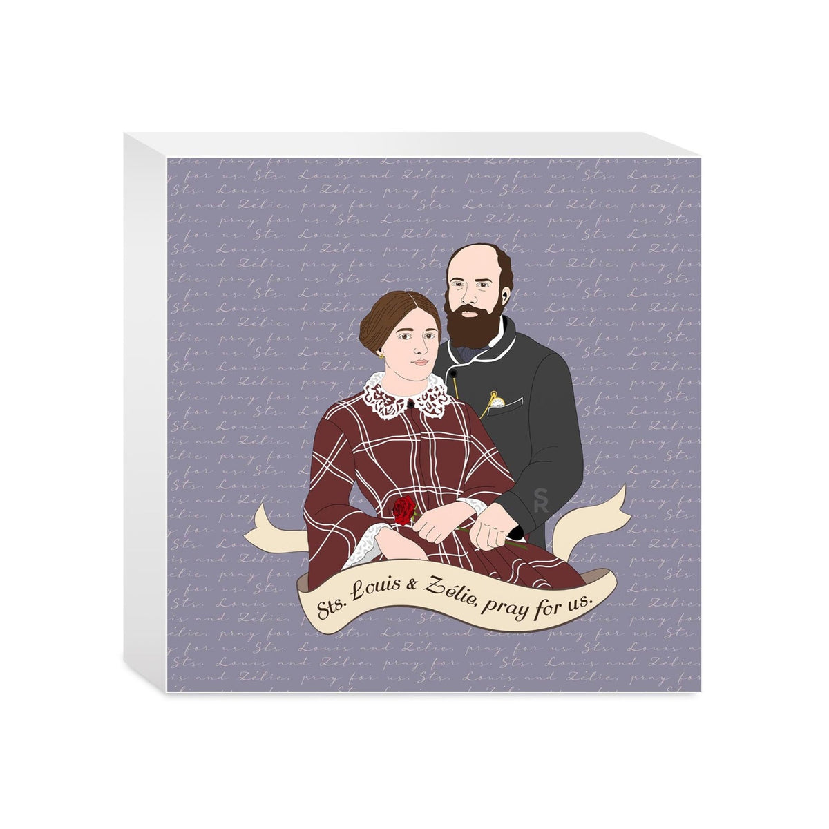 Sts. Louis & Zélie  5x5 Wood Block | Catholic Gifts & Decor-0