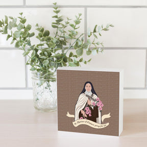 St. Thérèse of Lisieux 5x5 Wood Block | Catholic Gifts & Decor-2