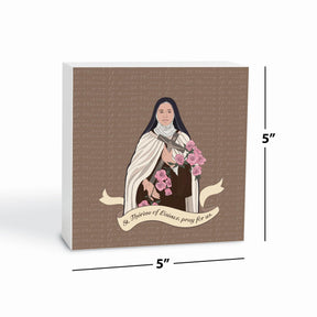 St. Thérèse of Lisieux 5x5 Wood Block | Catholic Gifts & Decor-6