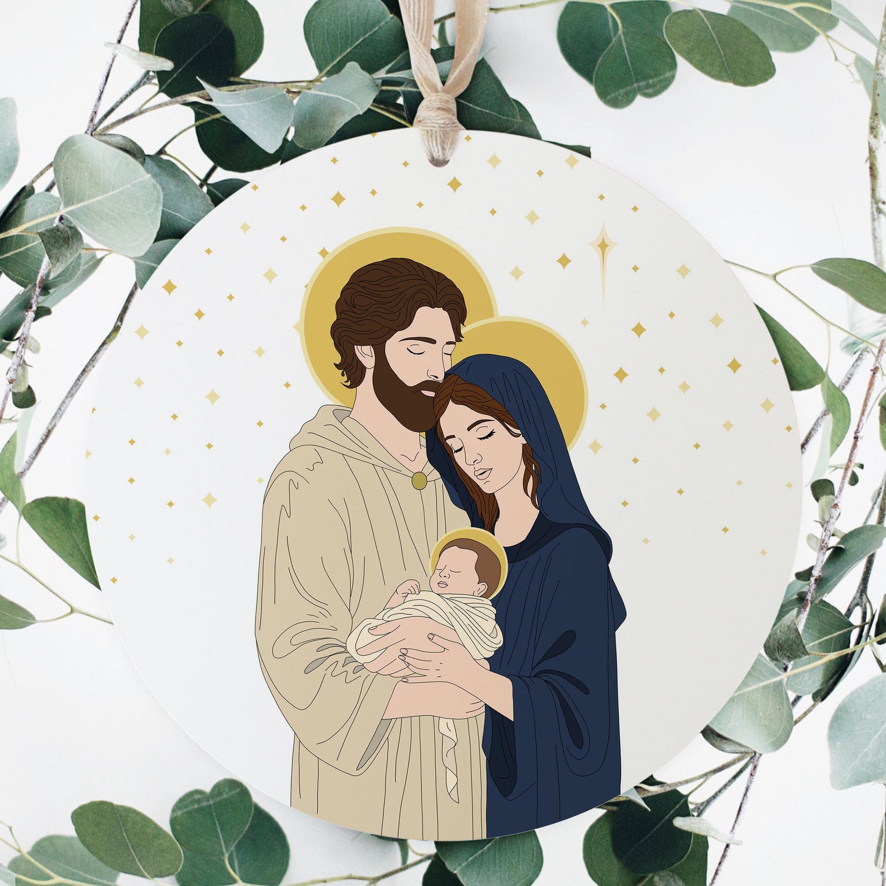 Holy Family 2 8" Hanging Sign | Catholic Gifts & Decor-3