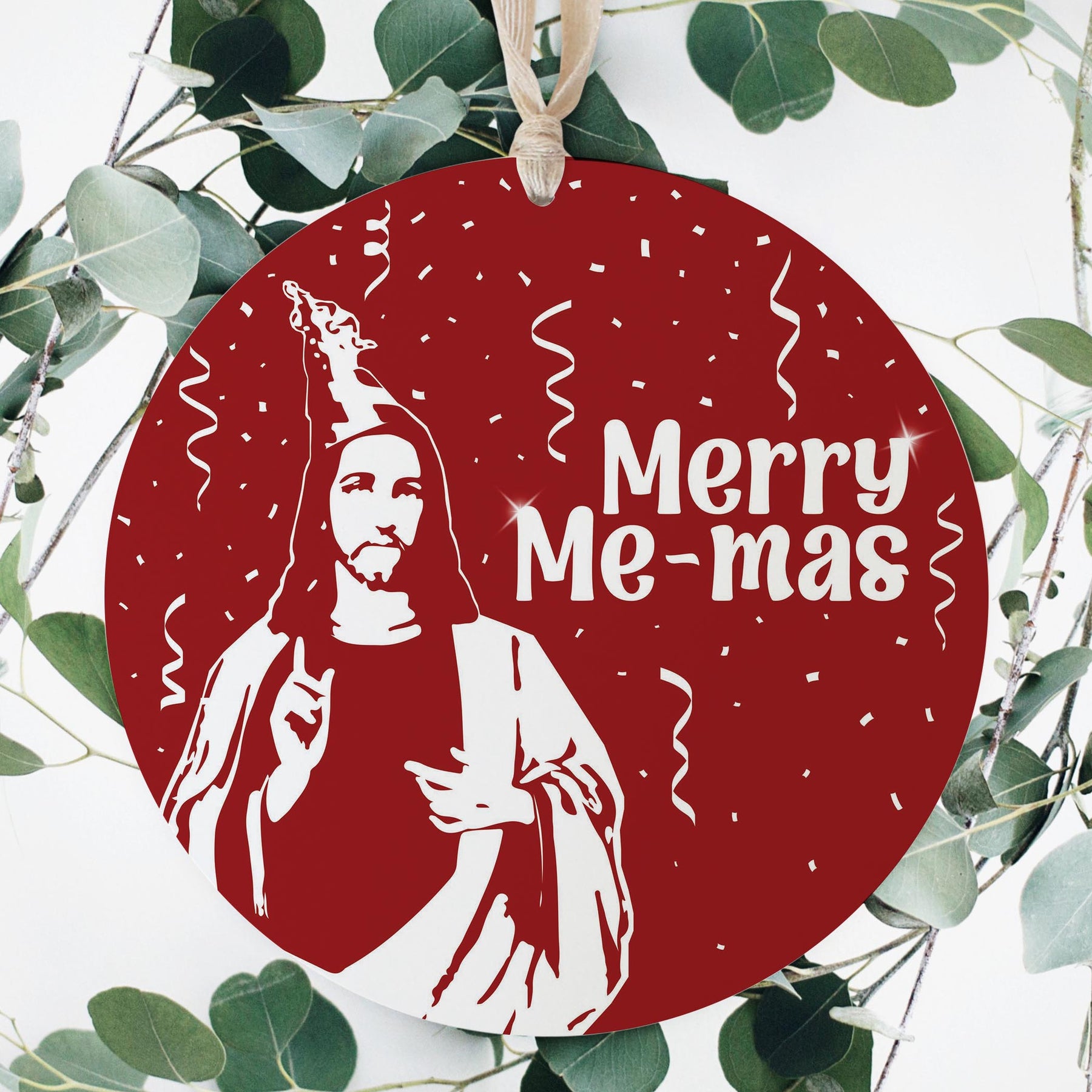 Merry Me-mas  8" Hanging Sign | Catholic Gifts & Decor-3