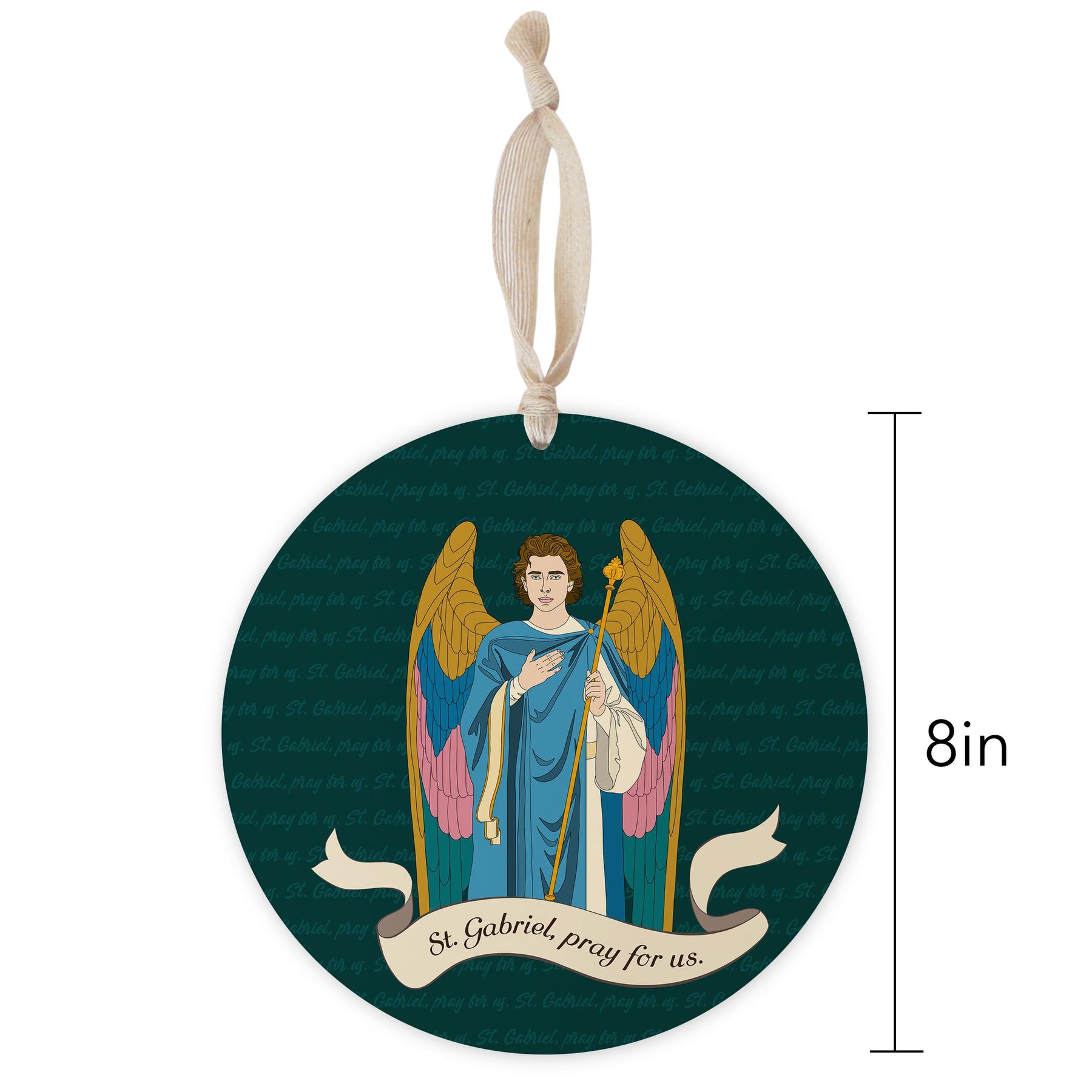 St. Gabriel  8" Hanging Sign | Catholic Gifts & Decor-1