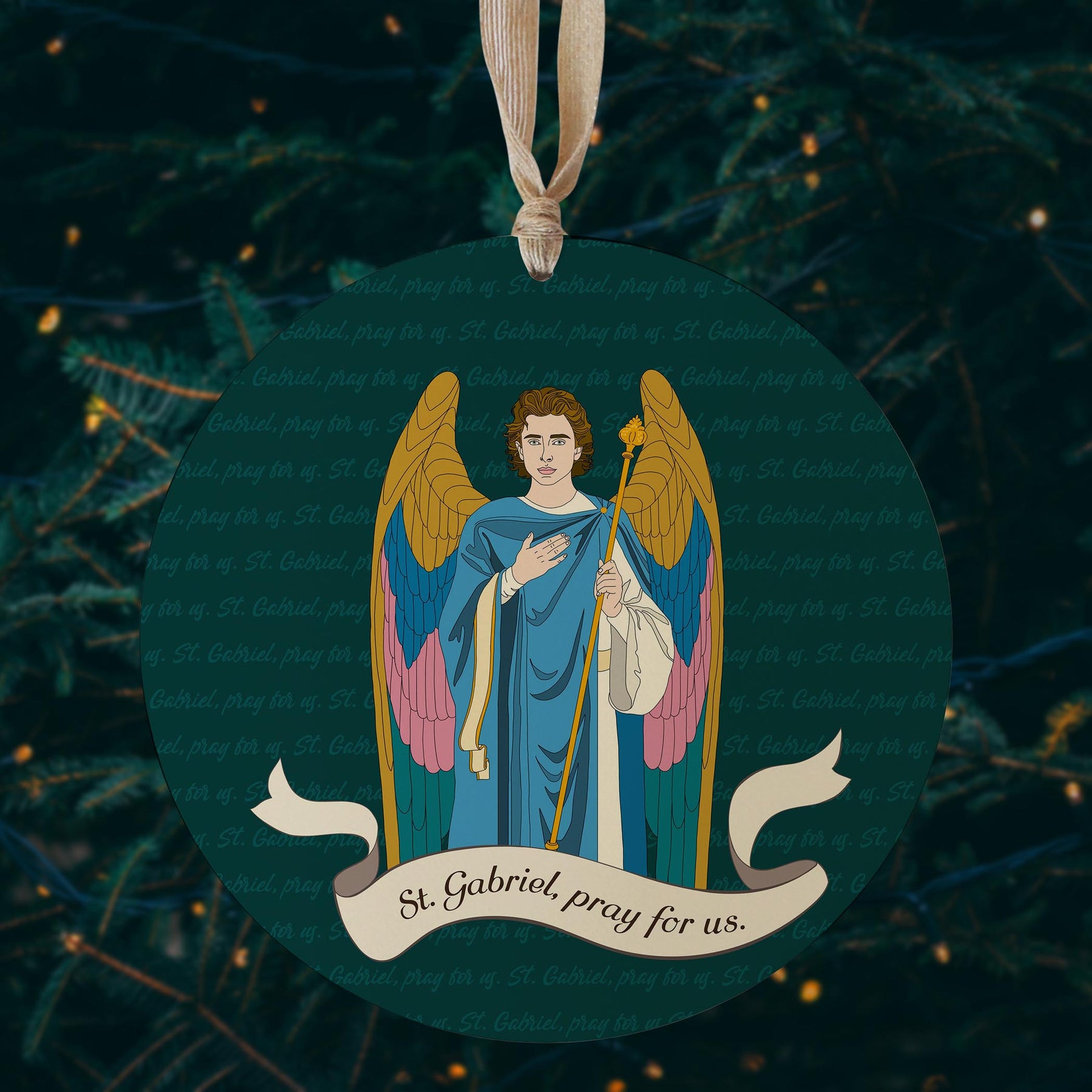 St. Gabriel  8" Hanging Sign | Catholic Gifts & Decor-2