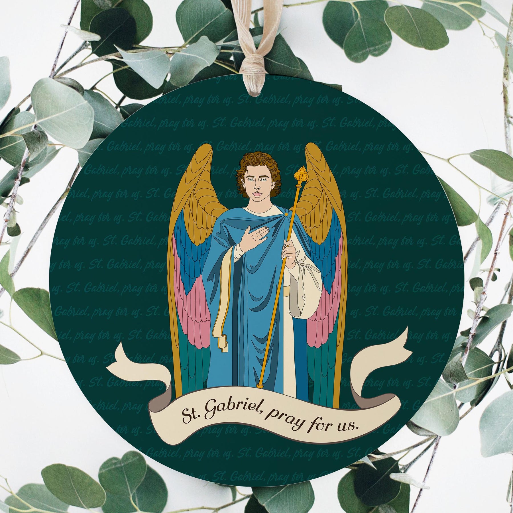 St. Gabriel  8" Hanging Sign | Catholic Gifts & Decor-3