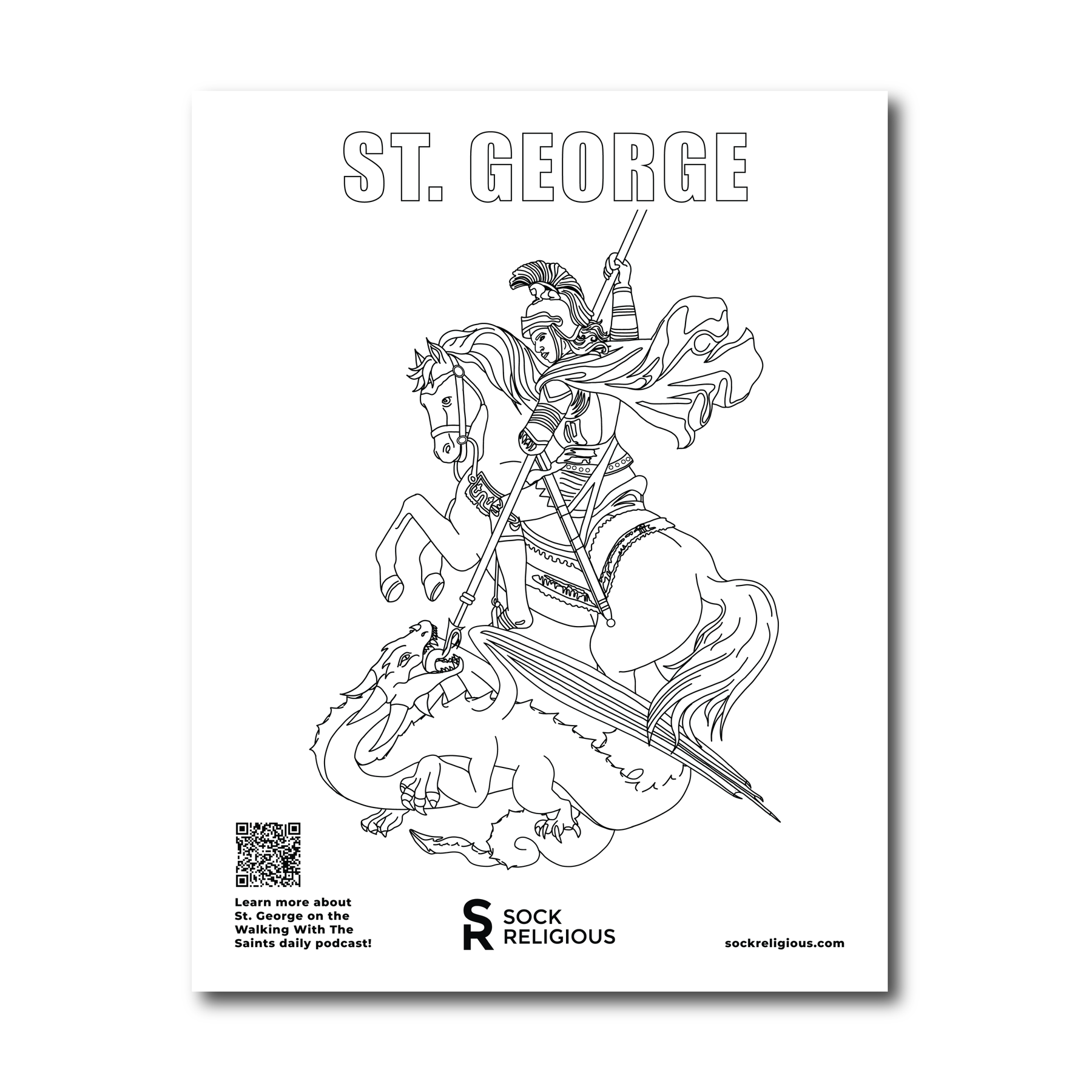 St. George Coloring Page - FREE Digital Download