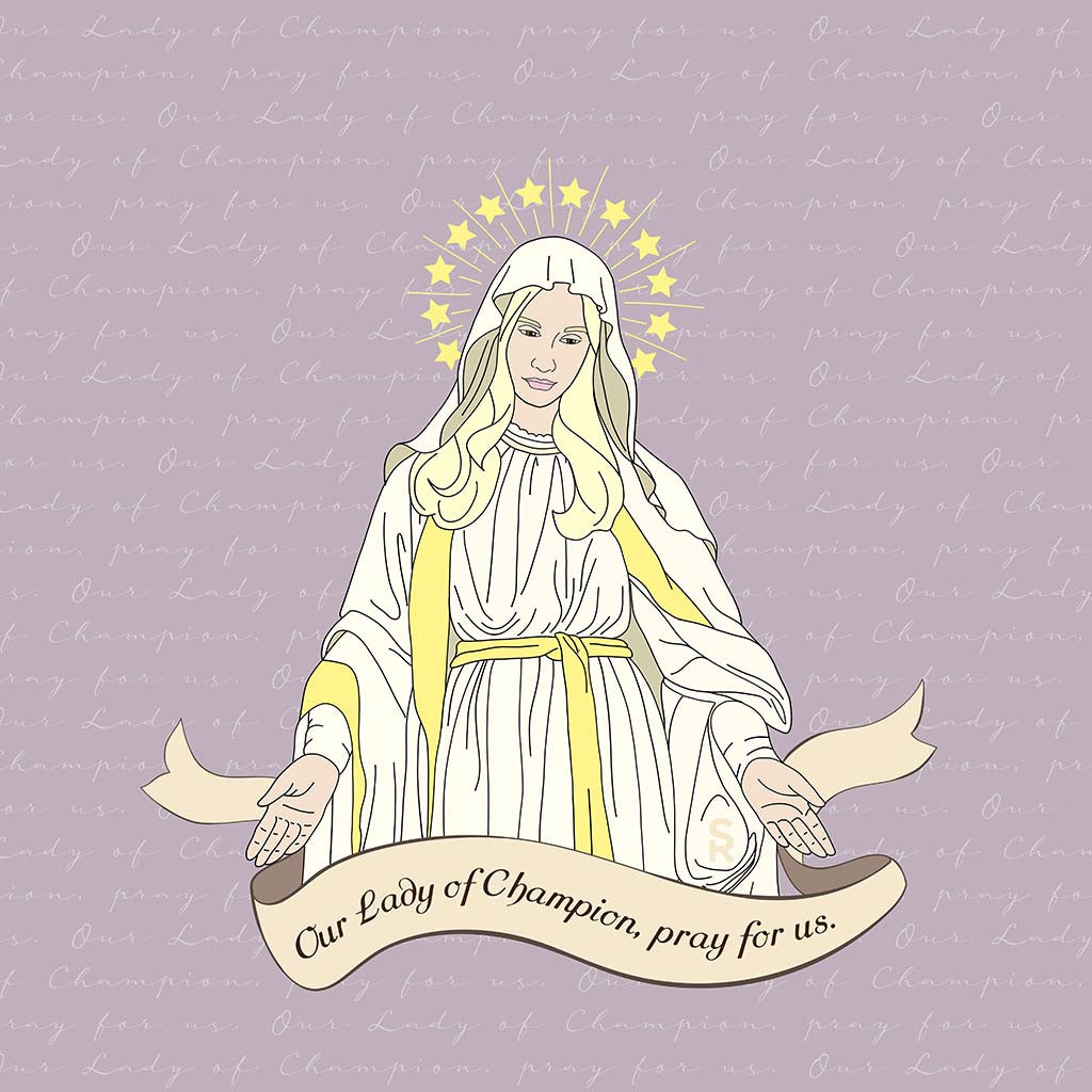 Our Lady of Champion 5x5 Wood Block | Catholic Gifts & Decor-7