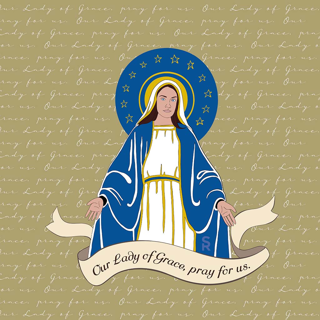 Our Lady of Grace  11.25x11.25 Framed Wood Block | Catholic Gifts & Decor-8