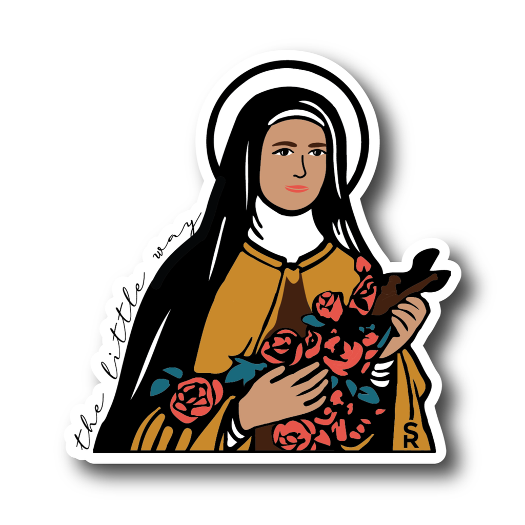 St. Therese of Lisiuex sticker that says "the little way" in script