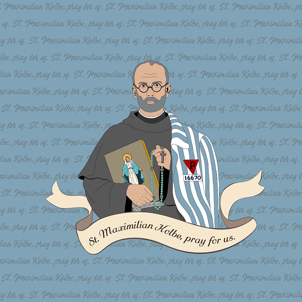 St. Maximilian Kolbe  11.25x11.25 Framed Wood Block | Catholic Gifts & Decor-8